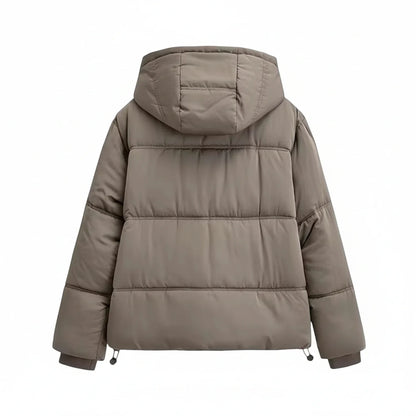 Luvrefashion | Winter Puffer Jacket with Hood in Khaki - side view