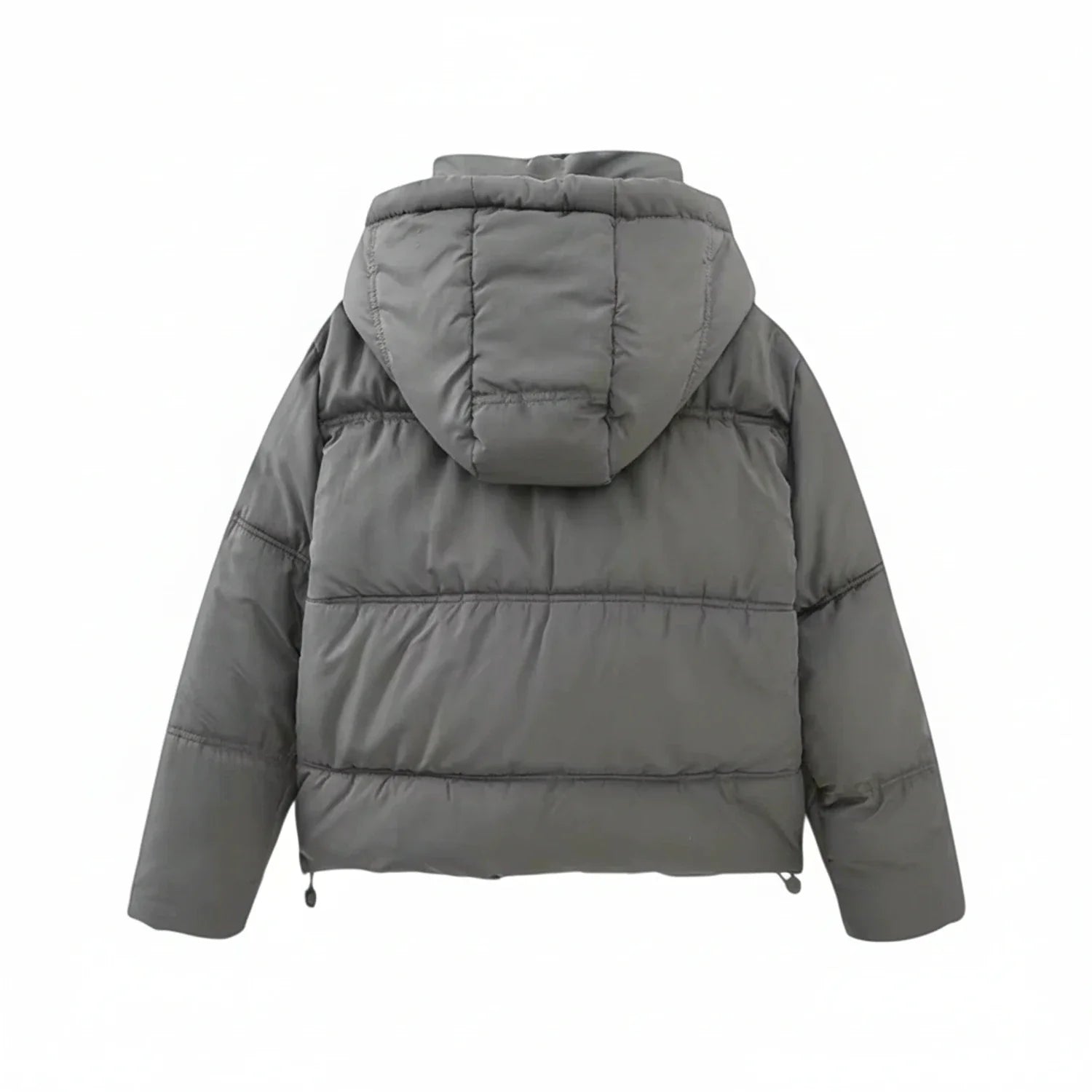 Luvrefashion | Winter Puffer Jacket with Hood in Khaki - detail view
