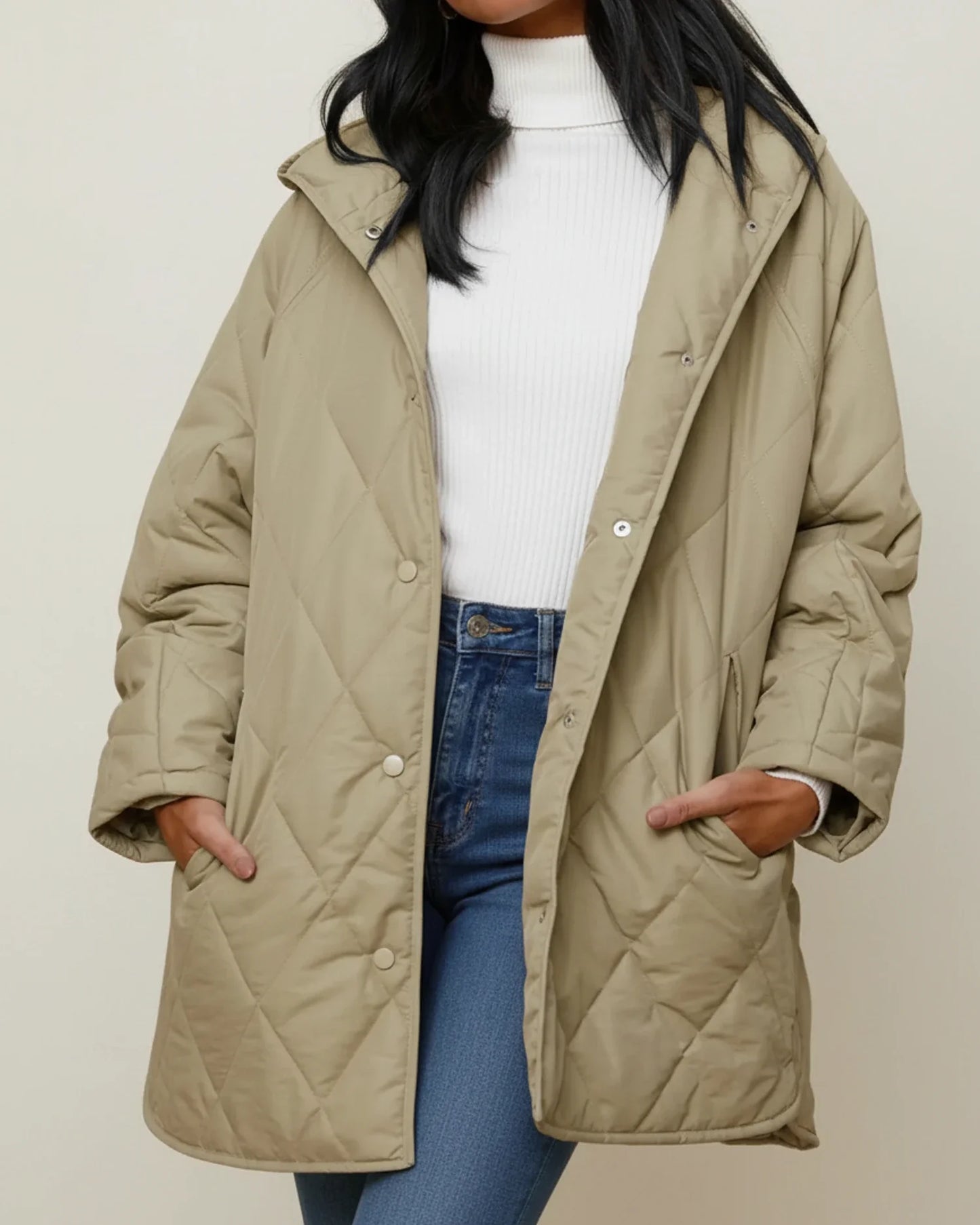 Extra Large Winter Coat in Light Green - side view