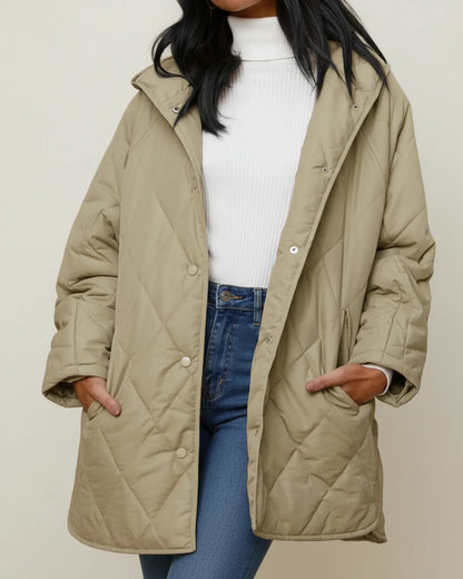 Extra Large Winter Coat in Light Green - side view