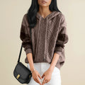 Women's Winter Cable Knit Sweater with Hood
