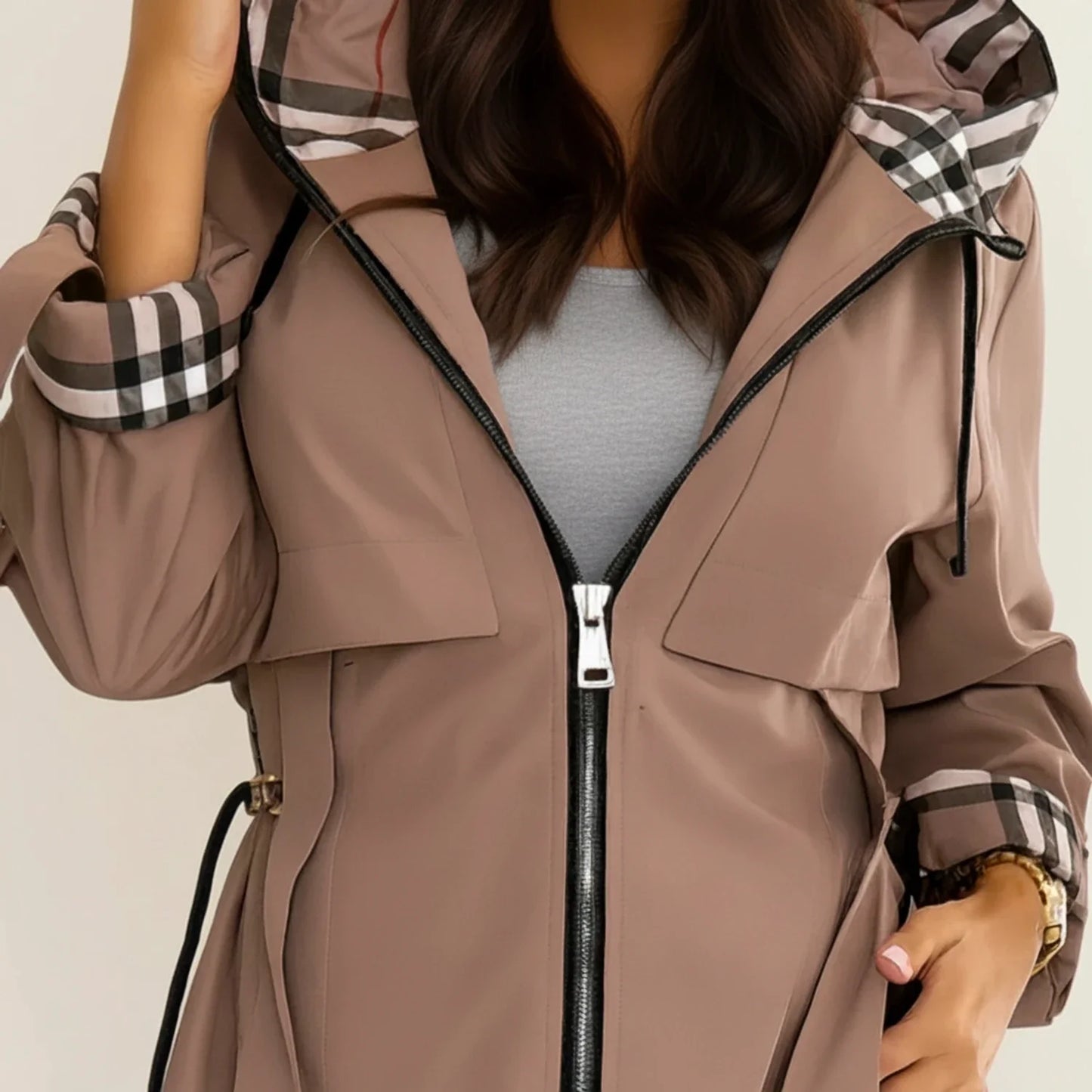 Hooded Trench Coat for in Brown - side view