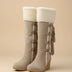 Ladies' Winter Wedge Knee-High Boots - Beige