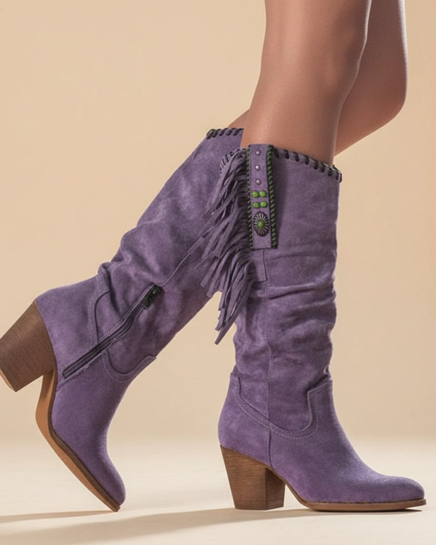 Luvrefashion | Western Knee High Boots in Red - back view