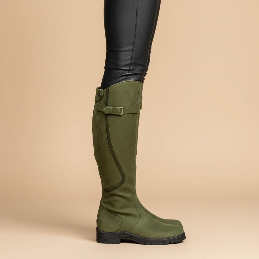 Luvrefashion | Ladies' Knee High Leather Equestrian Boots in Dark Brown - back view