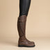 Ladies' Knee-High Leather Equestrian Boots - Dark Brown