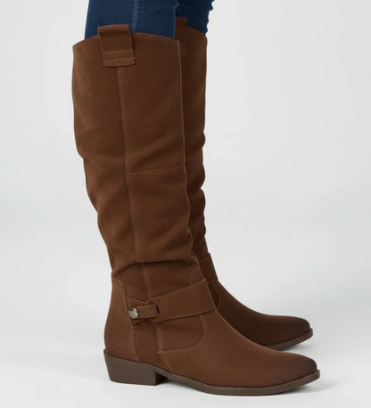 Slouchy Knee High Boots for in Dark Brown - front view