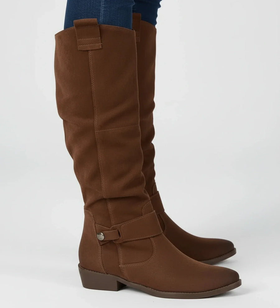 Luvrefashion | Slouchy Knee High Boots for in Dark Brown - front view