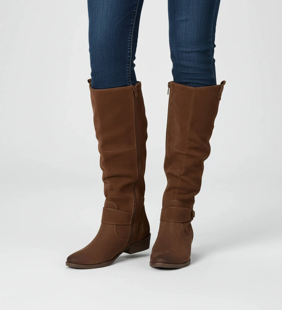 Luvrefashion | Slouchy Knee High Boots for in Dark Brown - side view