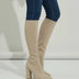 Women's High Heel Knit Knee Boots - Beige
