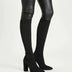 Women's High Heel Knit Knee Boots - Black