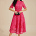 Ladies' Lace Midi A-Line Dress - Pink