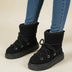 Ladies' Winter Ankle Boots with Lace-Up Design - Black