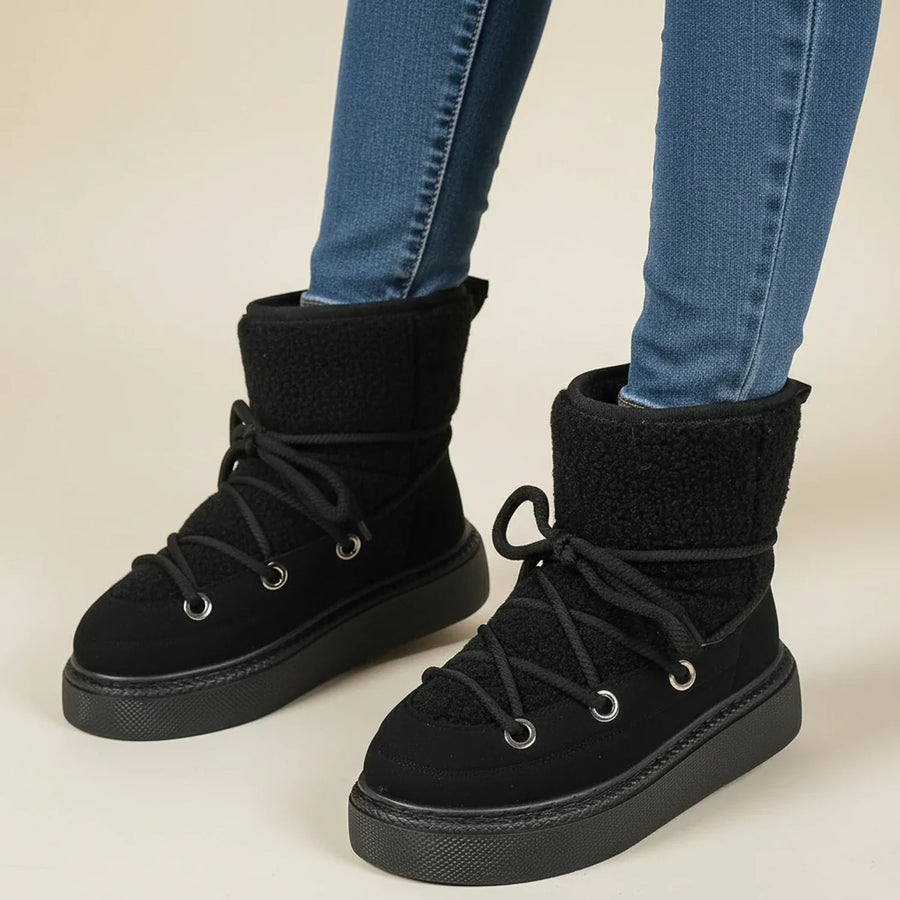 Luvrefashion | Ladies' Winter Ankle Boots with Lace Up Design in Brown - image 6