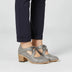 Ladies' Block Heel Oxford Lace-Up Shoes - Gray