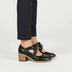 Ladies' Block Heel Oxford Lace-Up Shoes - Black
