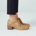 Ladies' Block Heel Oxford Lace-Up Shoes - Beige