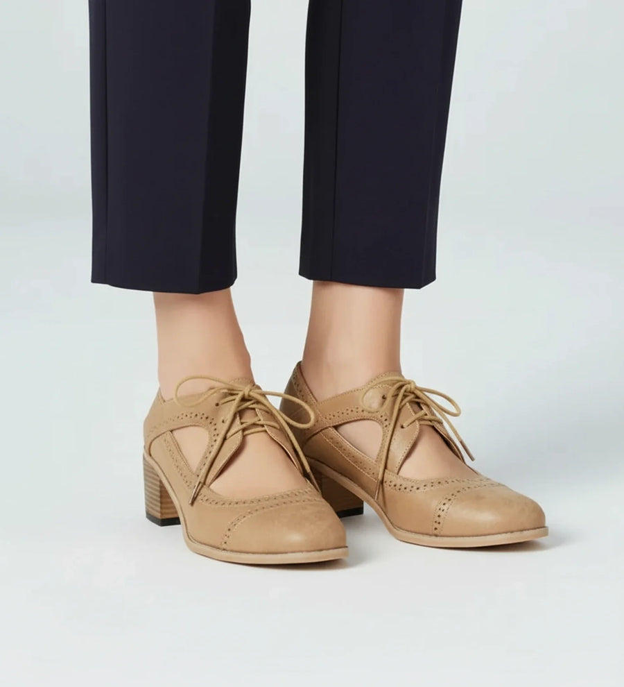 Luvrefashion | Ladies' Block Heel Oxford Lace Up Shoes in Black - image 8