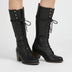 Block Heel Combat Boots for Women - Black