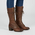 Block Heel Combat Boots for Women - Red Brown
