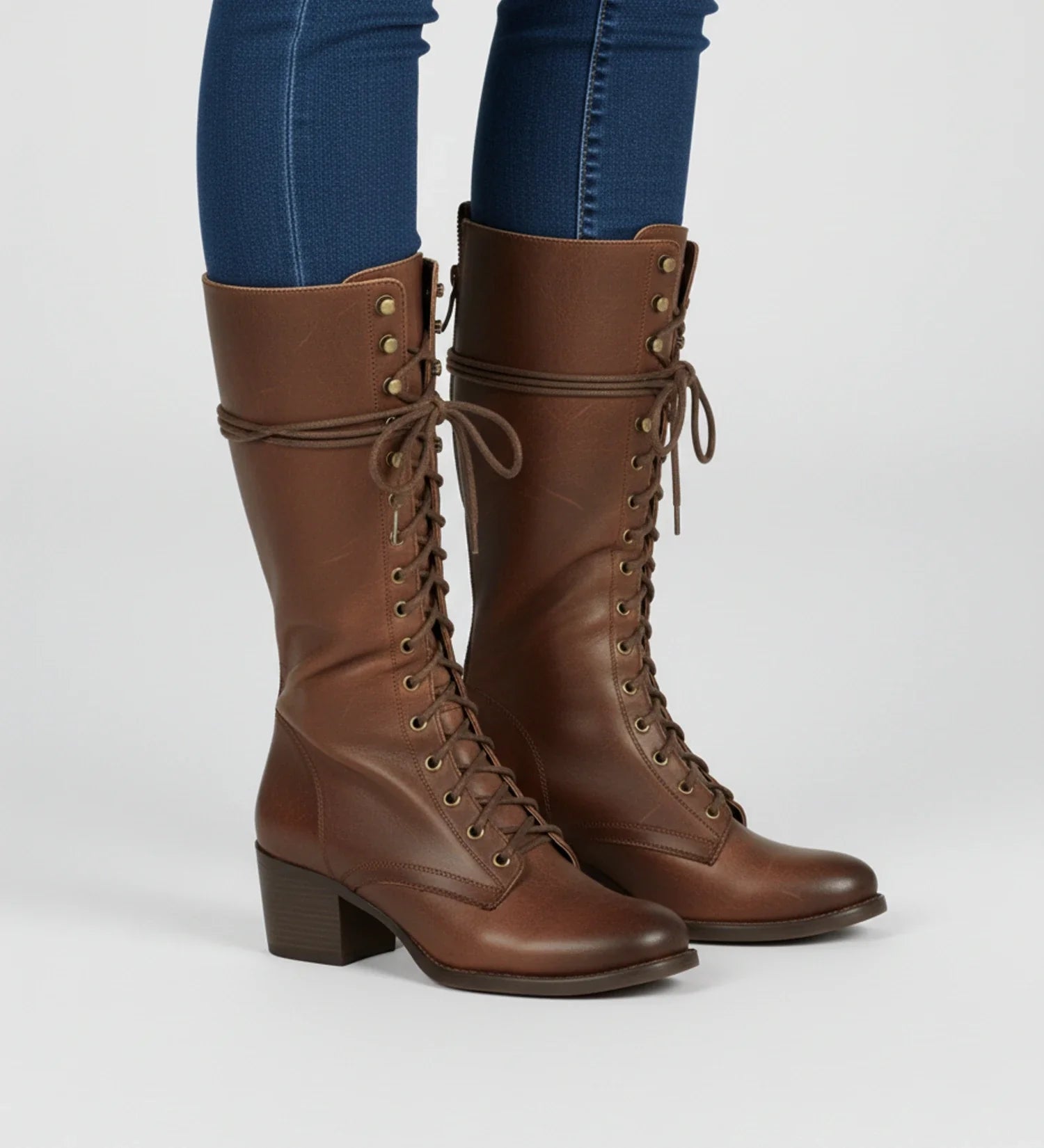 Luvrefashion | Block Heel Combat Boots for in Grey - styled look