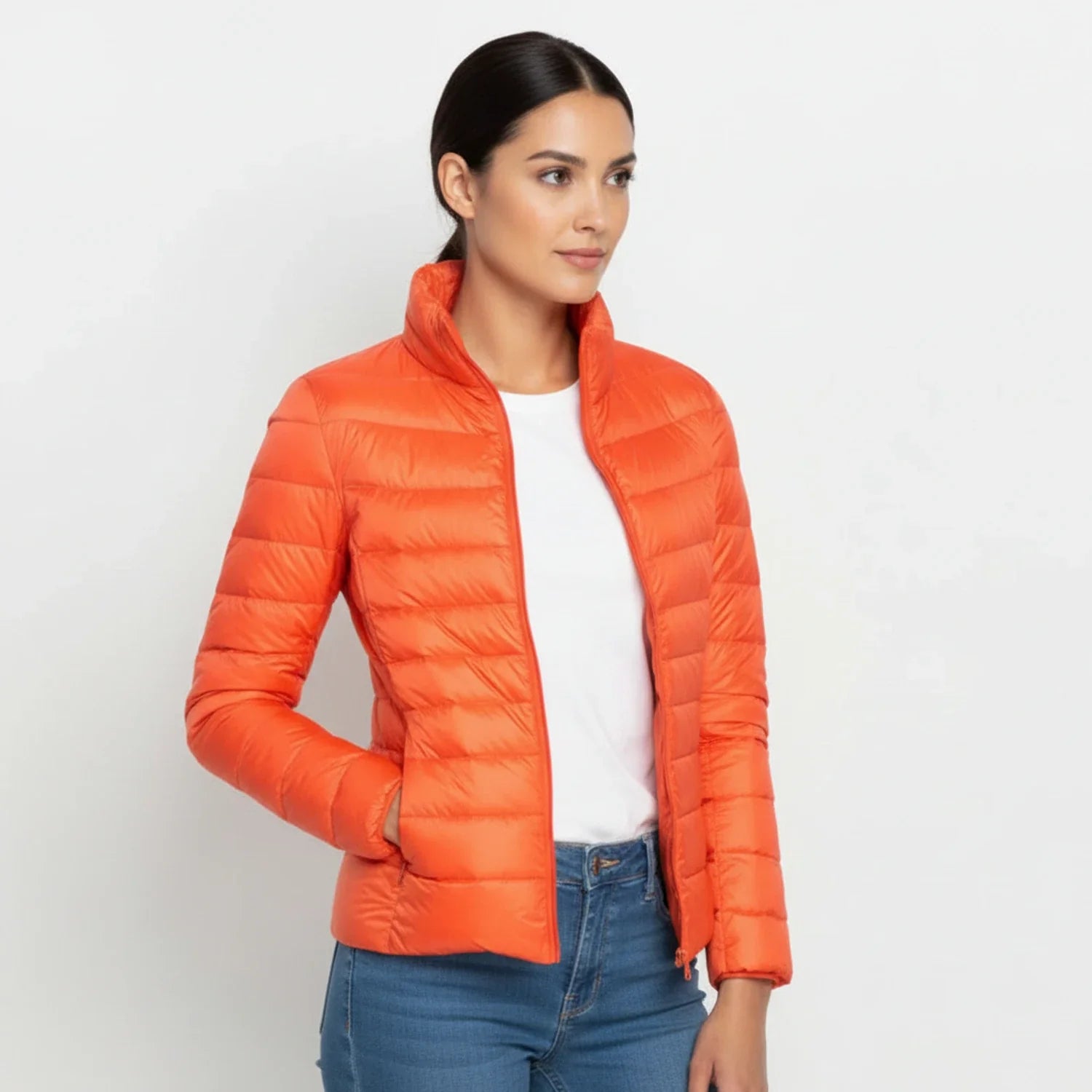 Luvrefashion | Ladies' Ultra Light Quilted Jacket in Navy Blue - back view