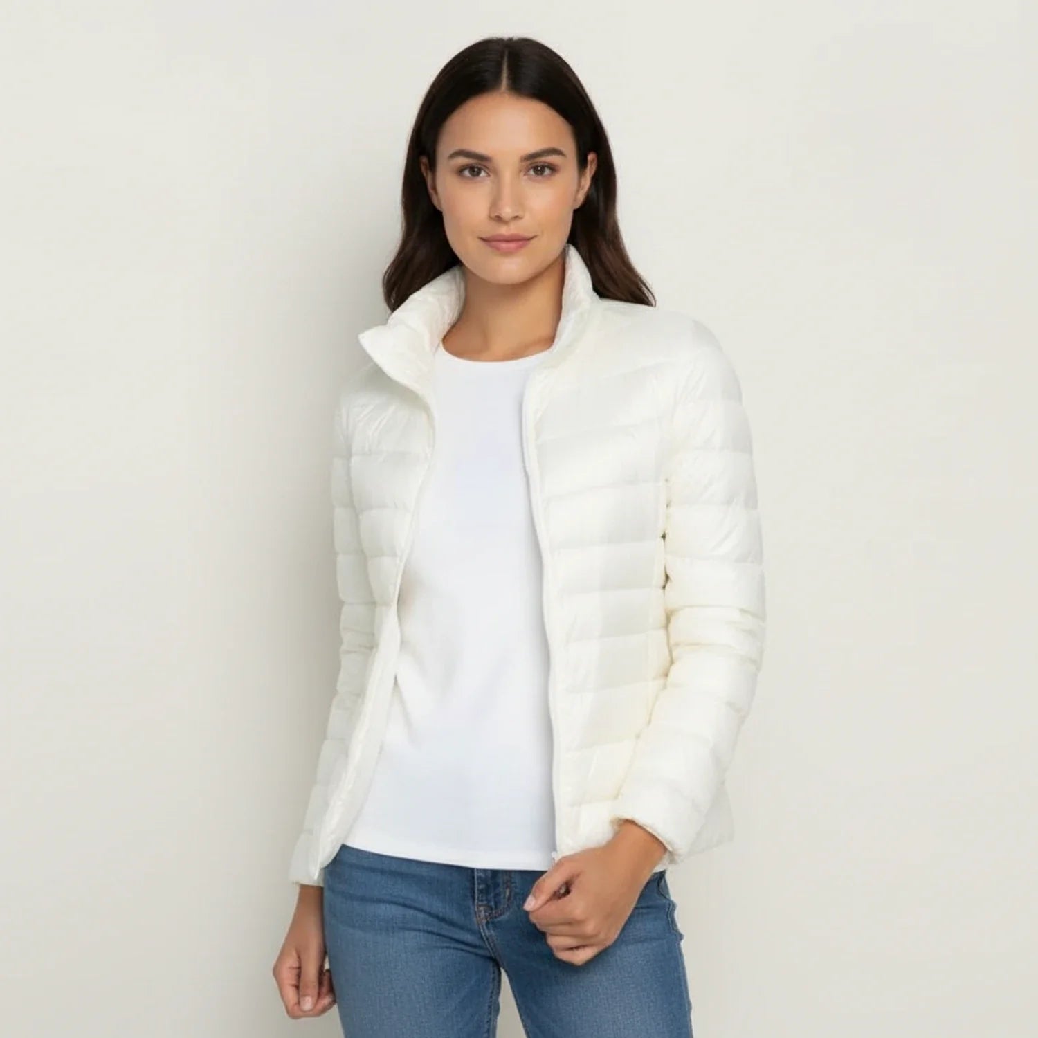 Luvrefashion | Ladies' Ultra Light Quilted Jacket in Navy Blue - styled look