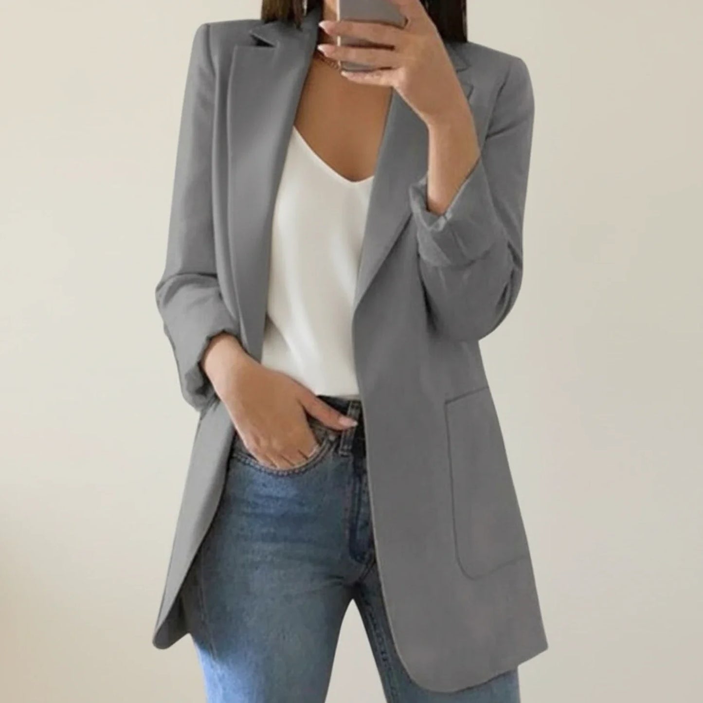 Open Front Blazer Jacket for in Black - side view