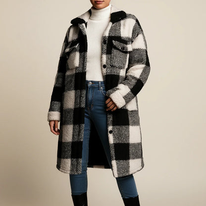 Extended Length Winter Coat in Black - front view