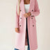 Classic Women's Long Trench Coat - Pink
