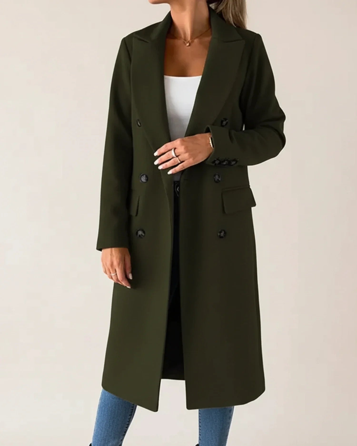 Luvrefashion | Classic Long Trench Coat in Pink - styled look