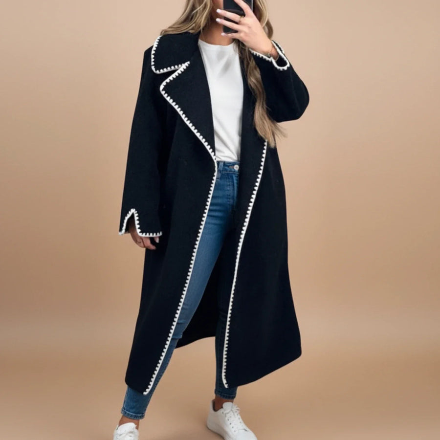 Luvrefashion | Extended Length Duster Coat in Apricot - back view