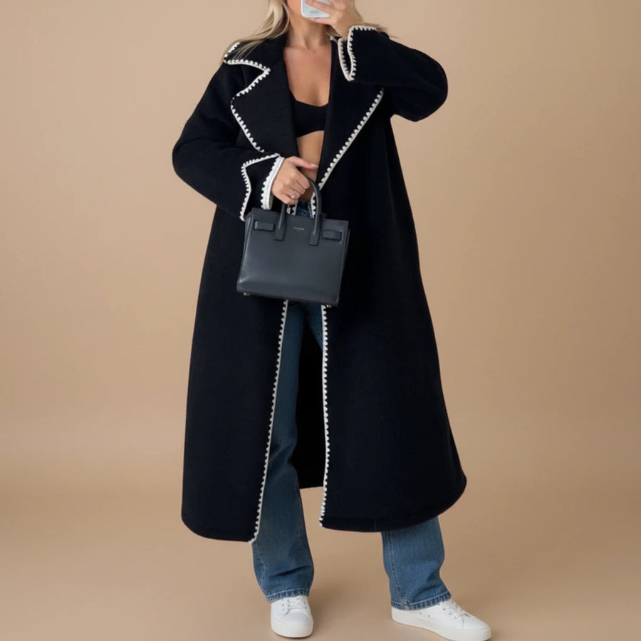 Luvrefashion | Extended Length Duster Coat in Apricot - side view