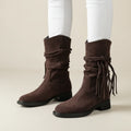 Women's Mid-Calf Slouch Boots in Suede Style