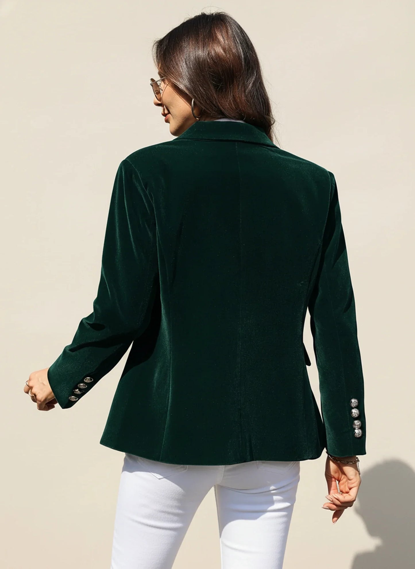 Casual Blazer with Notched Lapel in Dark Red - back view