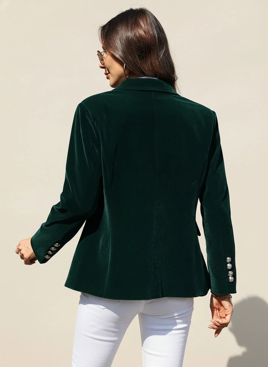Luvrefashion | Casual Blazer with Notched Lapel in Dark Red - back view