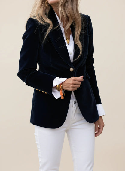 Casual Blazer with Notched Lapel in Dark Red - detail view