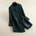 Women's Plush Open-Front Teddy Winter Jacket - Green