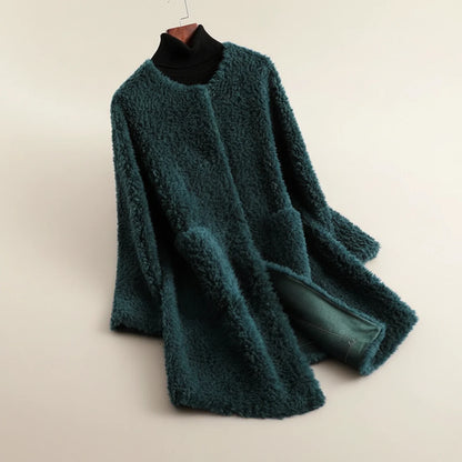 Plush Open Front Teddy Winter Jacket in Gray - image 6