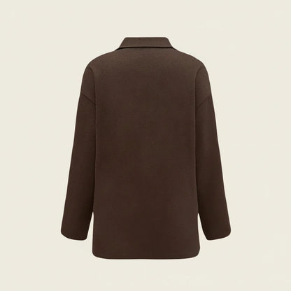 Collared Shirt Jacket in Brown - side view