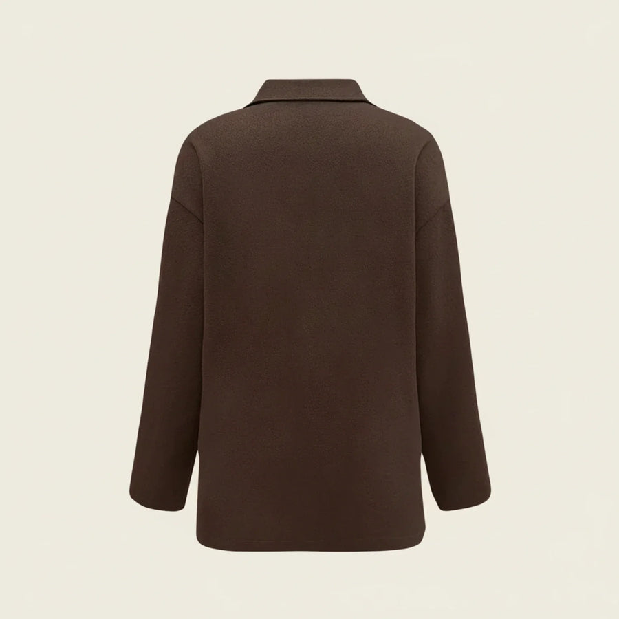 Luvrefashion | Collared Shirt Jacket in Brown - side view