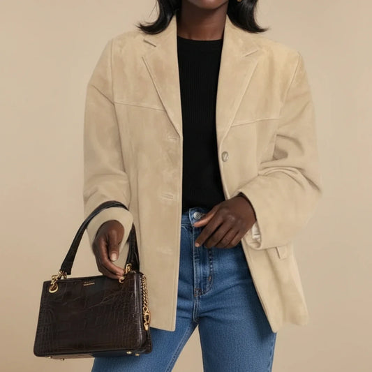 Loose Fit Blazer in Beige - front view