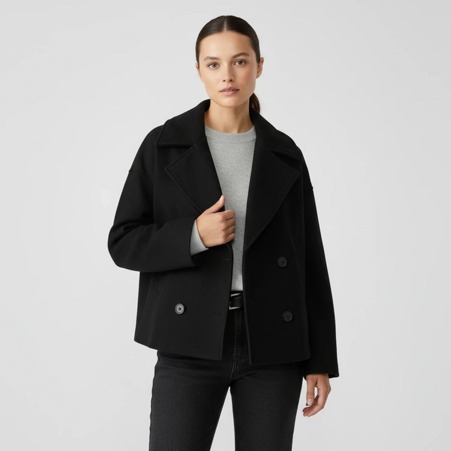 Luvrefashion | Trench Inspired Cropped Peacoat in Beige - styled look