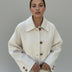 Ladies' Cropped Double-Breasted Pea Coat - Beige