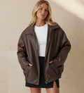 Women's Zip-Up Oversized Bomber Jacket