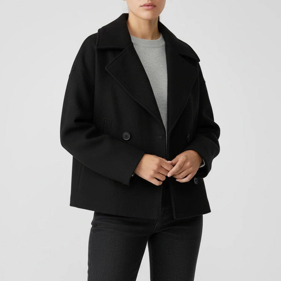 Luvrefashion | Trench Inspired Cropped Peacoat in Beige - image 6