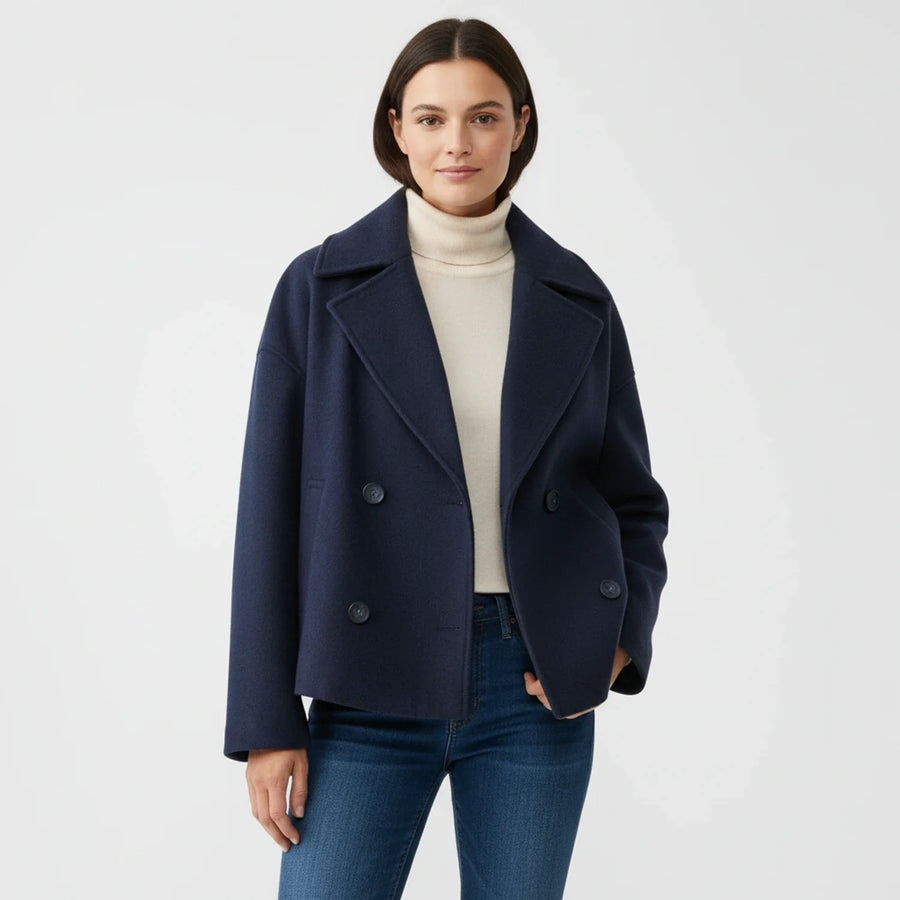 Luvrefashion | Trench Inspired Cropped Peacoat in Beige - image 11