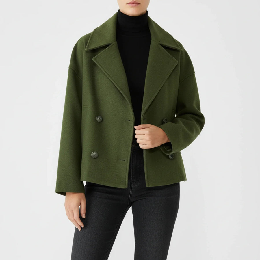 Luvrefashion | Trench Inspired Cropped Peacoat in Beige - image 10