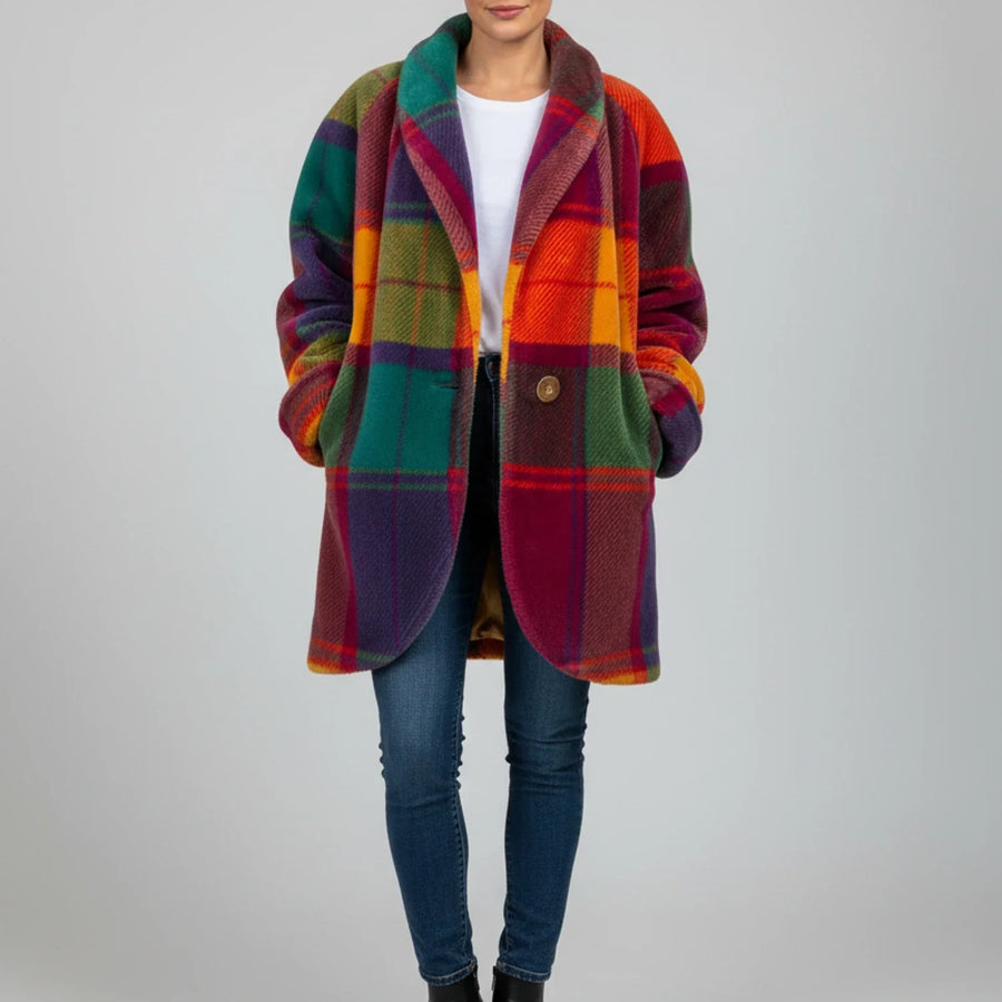 Luvrefashion | Large Checkered Coat in Multicolor - side view
