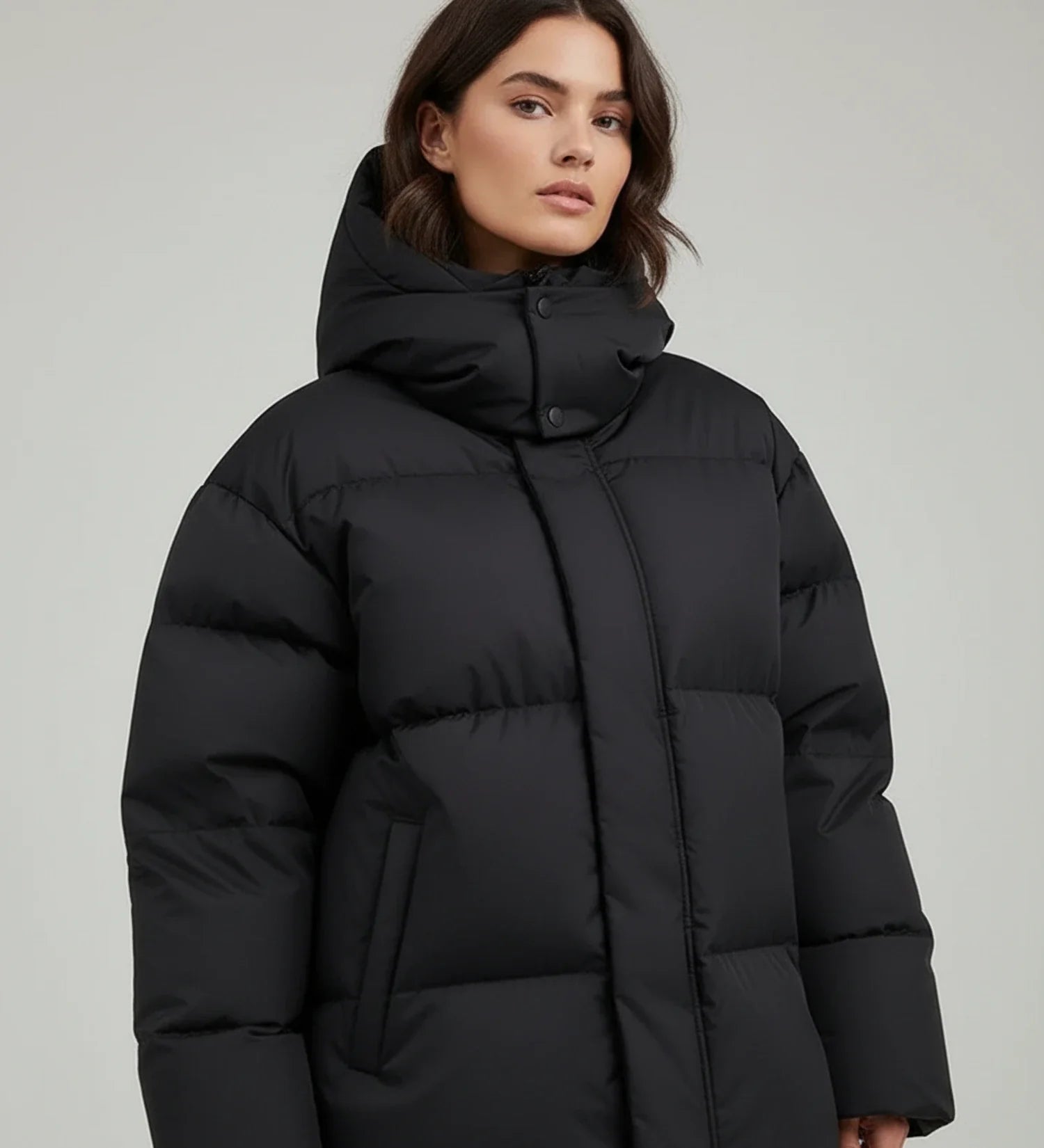 Luvrefashion | Insulated Winter Coat in Black - side view